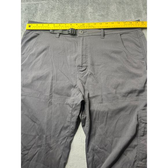 Prana Hiking Pants Roll Up Stretch Men’s Sz XXL Nylon Belt Gray Straight Leg - Picture 3 of 11